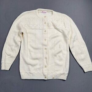 Vintage‎ Bradley Cardigan Small Cream Button Front Knit Sweater